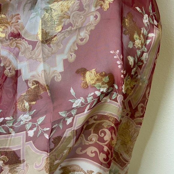 BASILE Vintage Large Square Scarf 100% Silk Gold Size 43" x 43" - Picture 5 of 9